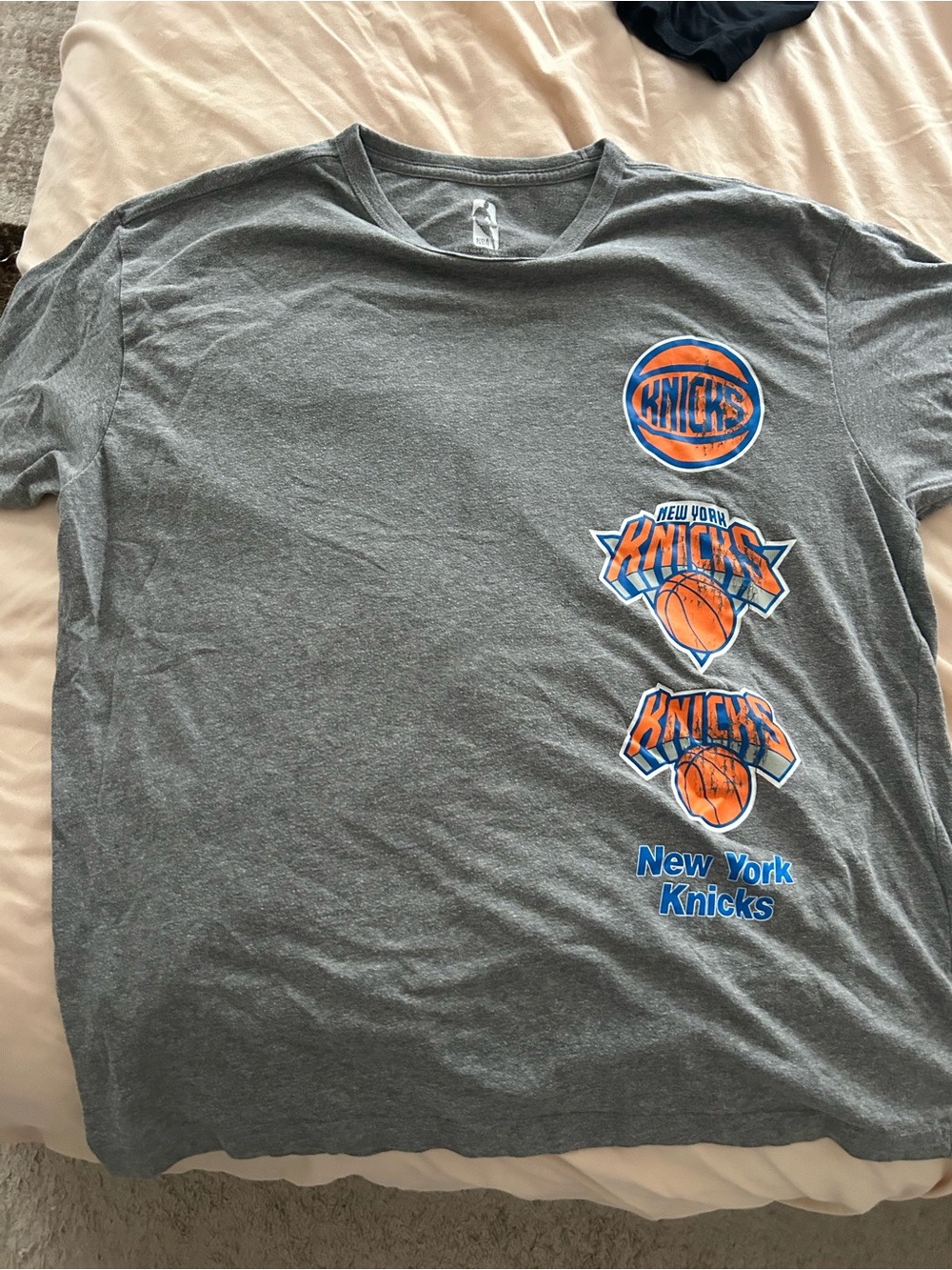 NBA New York Knicks Gray T‑Shirt with Orange & Blue Logos